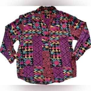 Vintage Eddie Bauer Pattern Button Shirt Medium